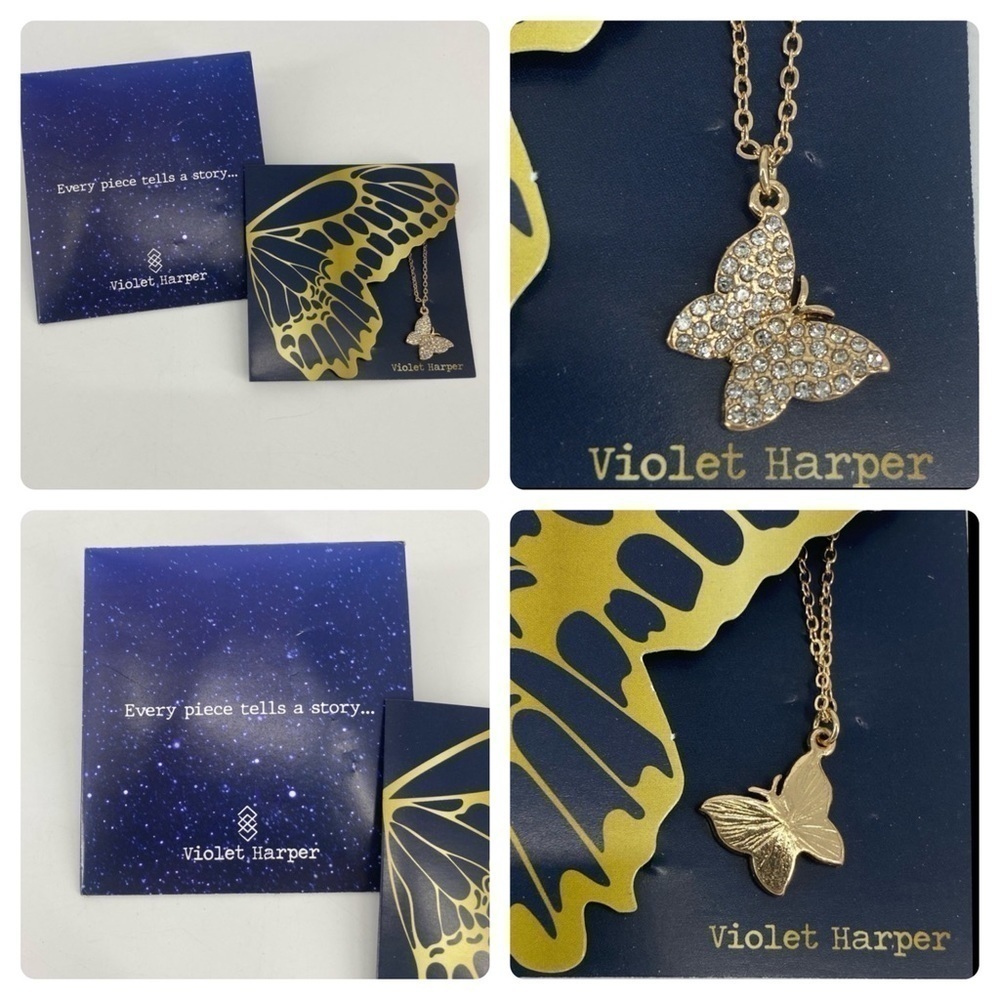 Violet Harper pave butterfly bracelet. Gold rhinestone adjustable chain